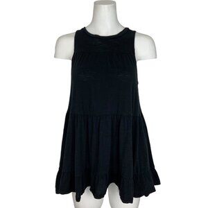 Anthropologie Georgia Tiered Babydoll Tunic Top XS Black